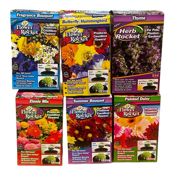 6 Pack FLOWER HERB ROCKET Grow Kits NWT - Picture 1 of 2